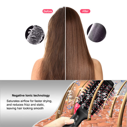 Multifunctional Hair Dryer Hot Air Brush Style Women Hair Straightener Curler One Step Electric Blow Dryer Brush