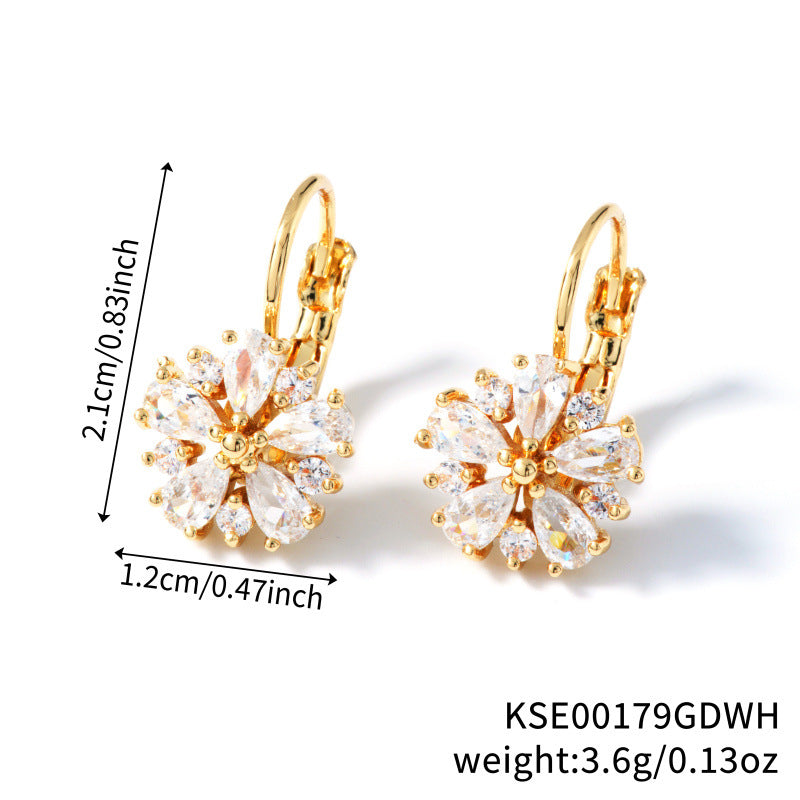 Colorful Zircon Ear Clips In Rose Gold