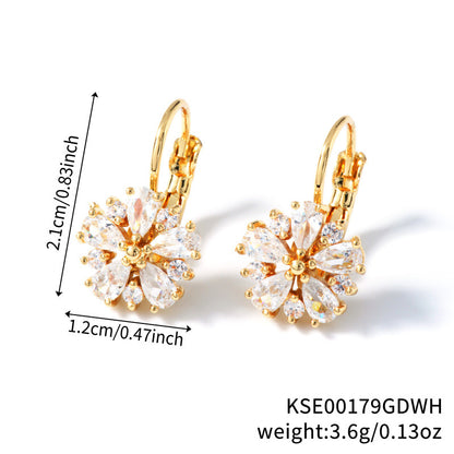 Colorful Zircon Ear Clips In Rose Gold