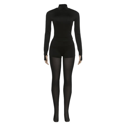 Personalized Street-style Chic Outfit A Tight-fitting Long-sleeve Top And Pants Set