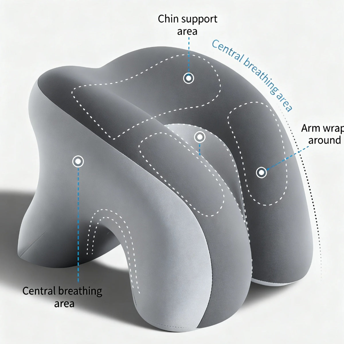 Ergonomic Memory Foam Nap Pillow For Desk Sleeping, Hollow Face Down Cushion With Arm Support Zones, Office School Lunch Break Pillow For Neck Spine Protection, Removable Washable Cover