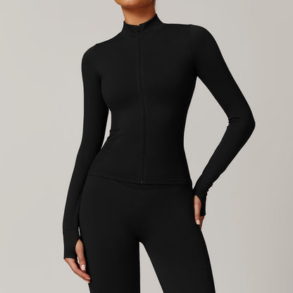 Stand Collar Zipper Yoga Clothes Warm Top Sports Running Jacket