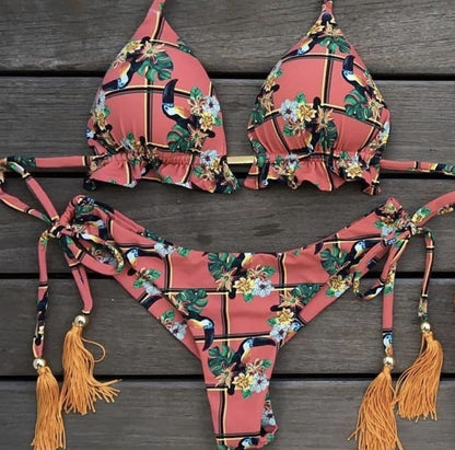 Women's Two-piece Printed Swimsuit Triangle Bikini