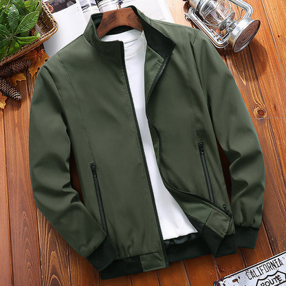 New Men's Jacket Stand Collar Solid Color Plus Size Coat