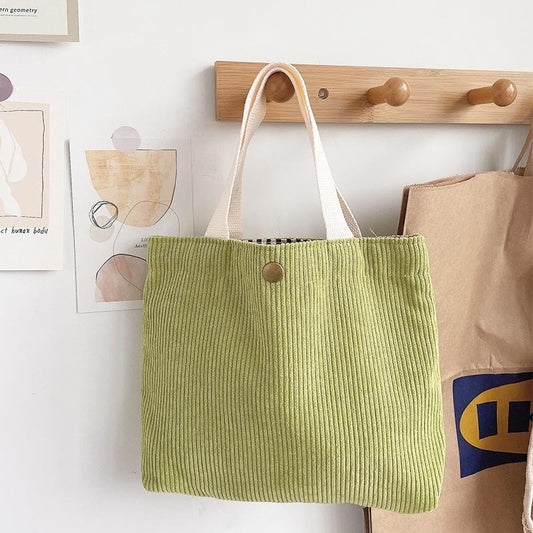 Rough-yarn Minimalist-style Tote With Double-sided Prints A Versatile High-capacity Womens Canvas Bag