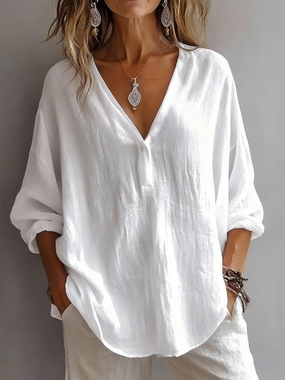 Womens Casual Loose Fashion Solid Color Long-Sleeve Top