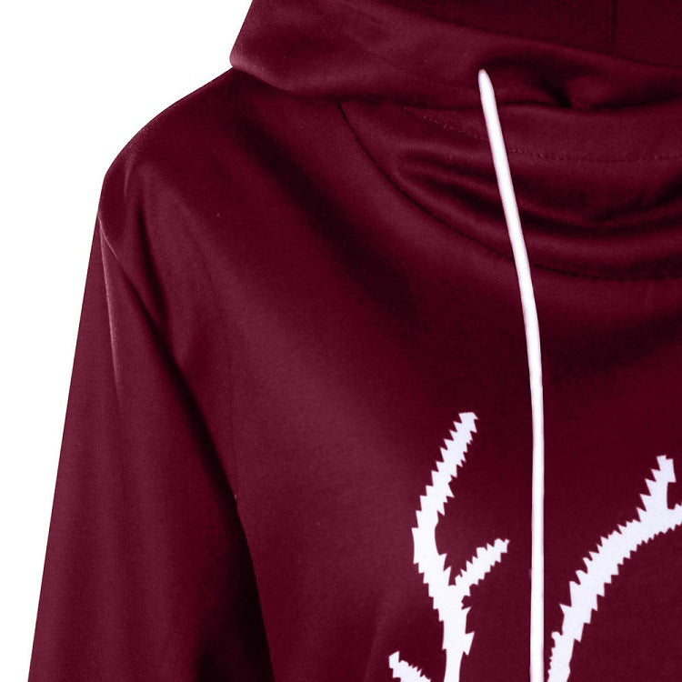 Women's Casual Positioning Print Long Sleeve Long Style Hoodie