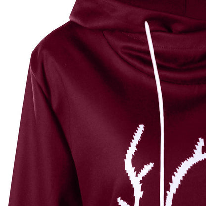 Women's Casual Positioning Print Long Sleeve Long Style Hoodie