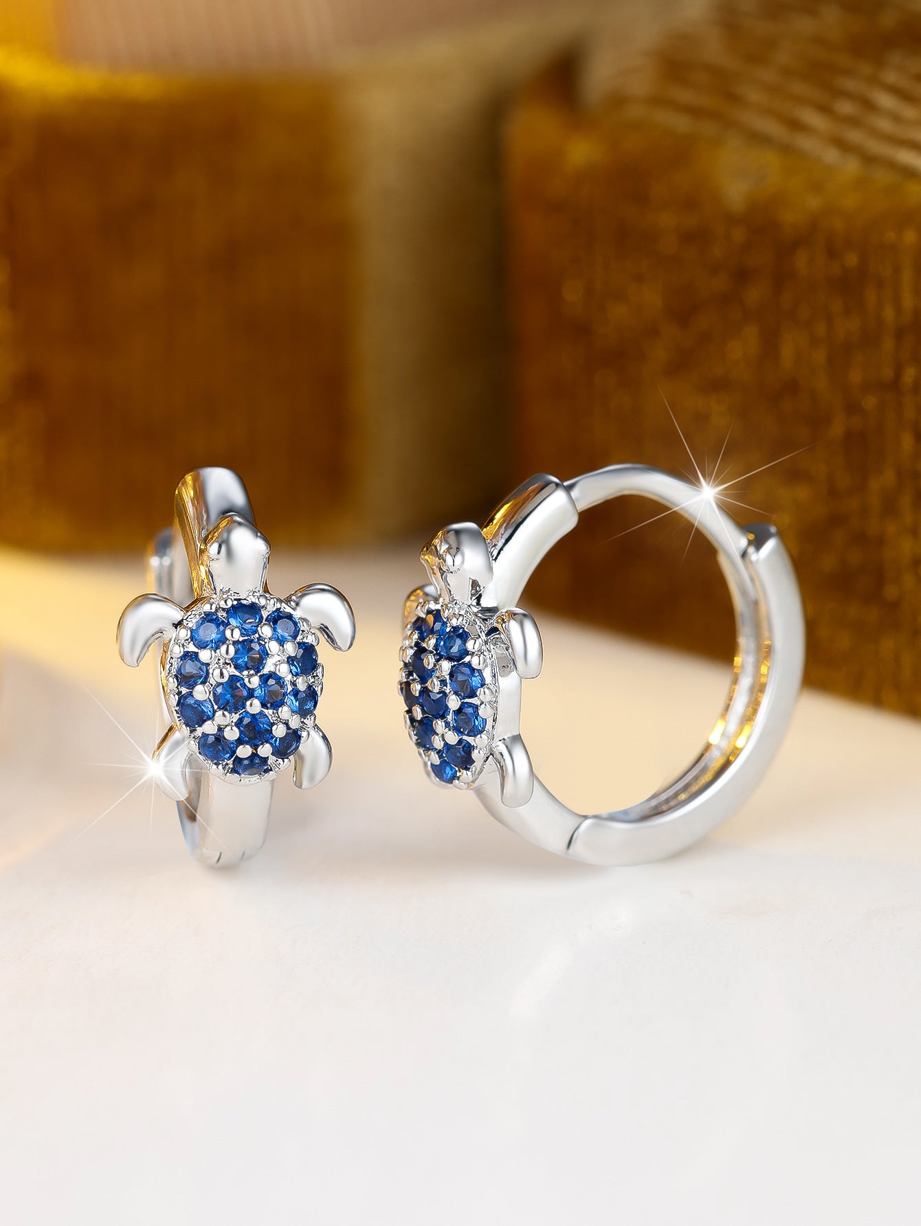 Fashionable Best-Selling Full-Crystal Color Zircon Turtle Earrings