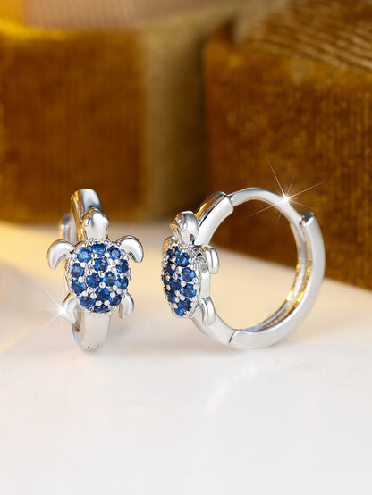 Fashionable Best-Selling Full-Crystal Color Zircon Turtle Earrings