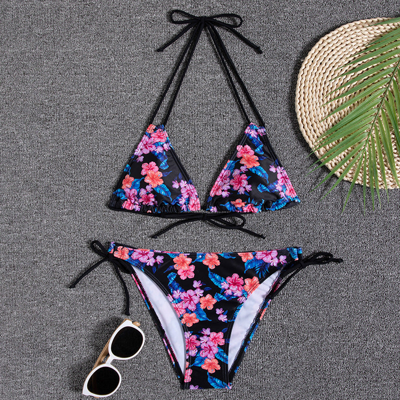 New Bikini Women's Swimsuit Printed Halter Series