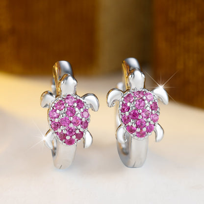 Fashionable Best-Selling Full-Crystal Color Zircon Turtle Earrings