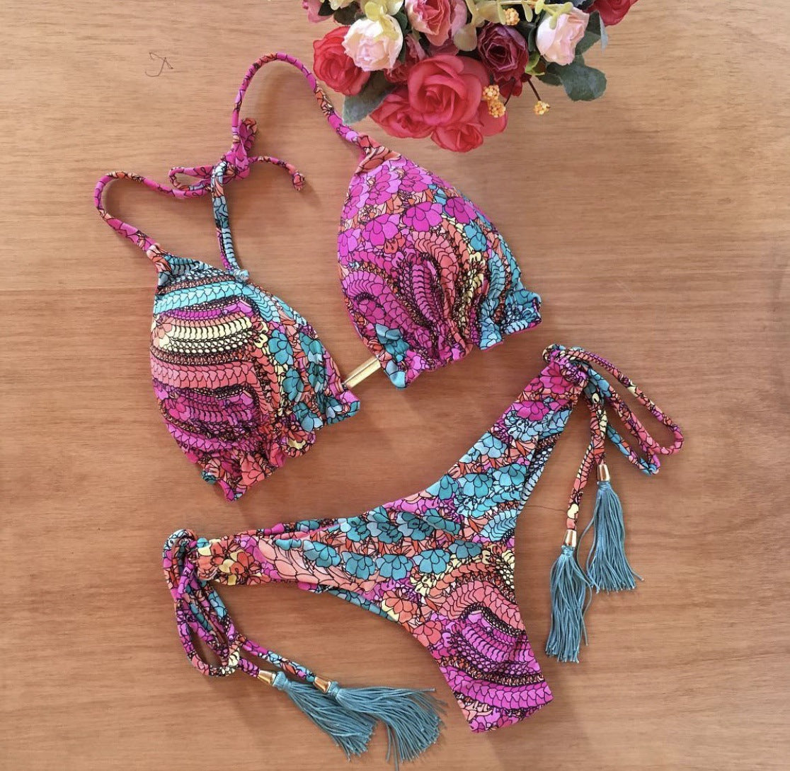 Women's Two-piece Printed Swimsuit Triangle Bikini