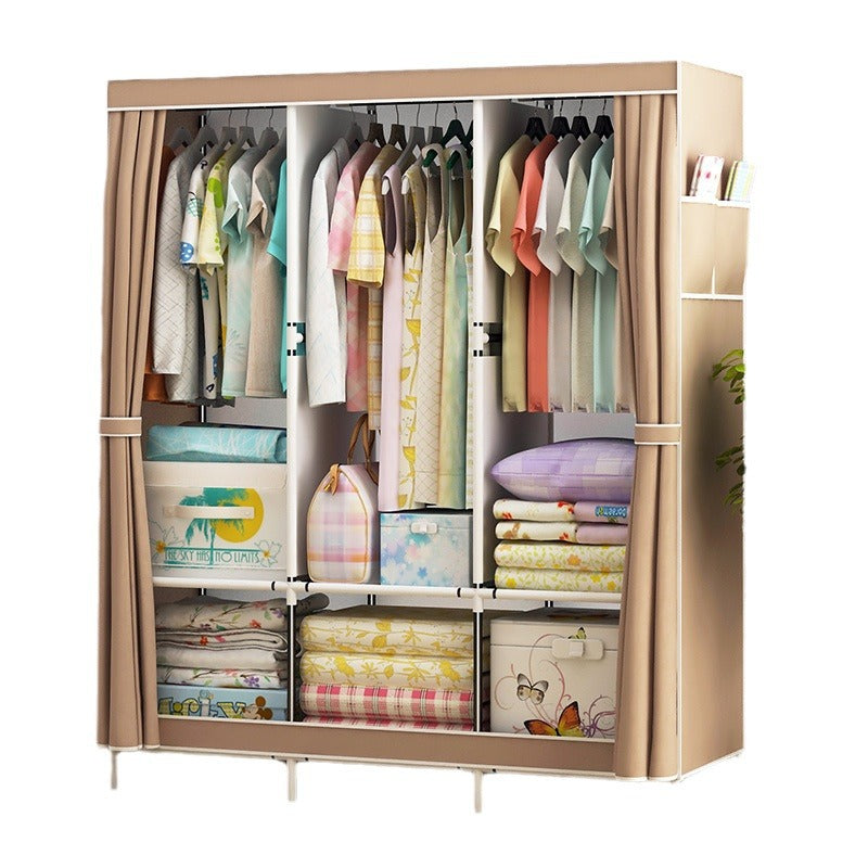 Simple Wardrobe Fabric Steel Pipe Reinforced Wardrobe