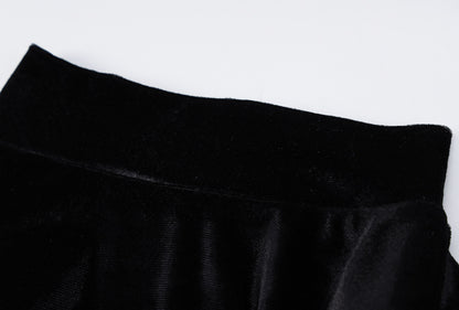 Solid Color Stand Collar Stitching Velvet Split Dress
