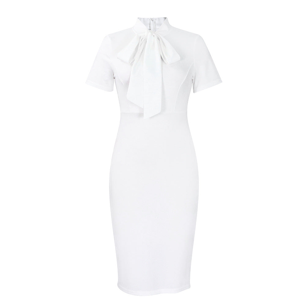 Fashion Short Sleeve Tied Slim Fit Business Temperament Ol African Dress