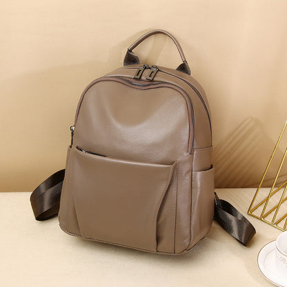 Stylish And Versatile Womens First-Layer Cowhide Backpack