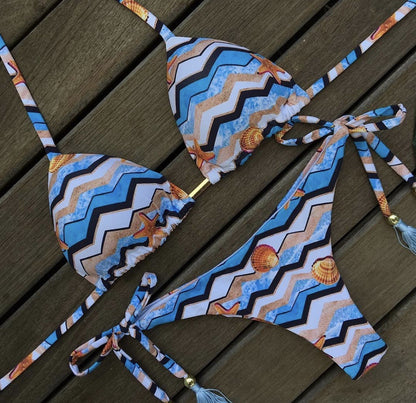 Women's Two-piece Printed Swimsuit Triangle Bikini