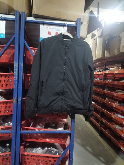 Men's Zip-up Jacket With Pockets Casual Solid Stand Collar Long Sleeve Top Outwear Clothing