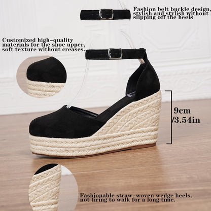 Platform Espadrille Sandals With Ankle Strap