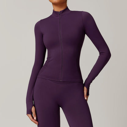 Stand Collar Zipper Yoga Clothes Warm Top Sports Running Jacket