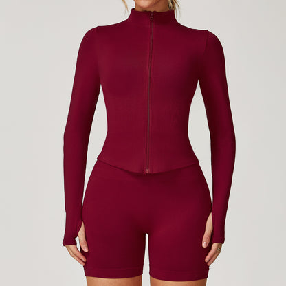 Stand Collar Long-sleeve Zipper Yoga Coat Female Quick-drying Exercise Top