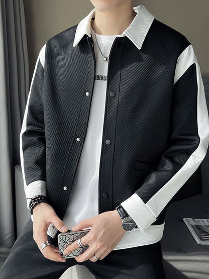 Men's Spring And Autumn New Patchwork Polo Collar Top