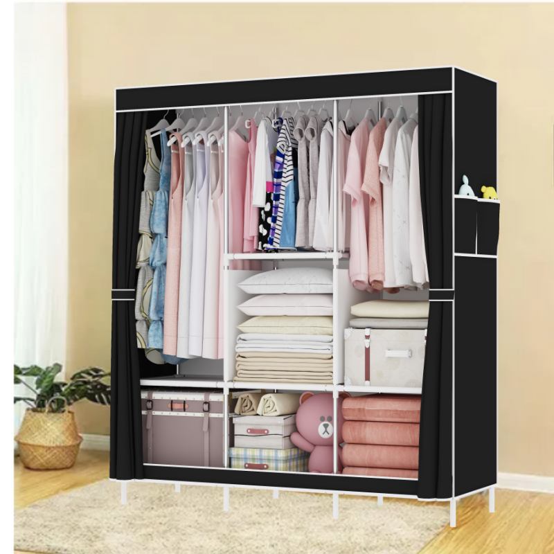Simple Wardrobe Fabric Steel Pipe Reinforced Wardrobe