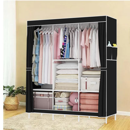 Simple Wardrobe Fabric Steel Pipe Reinforced Wardrobe