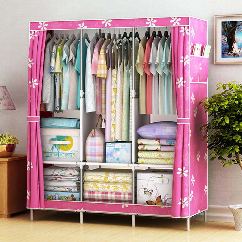 Simple Wardrobe Fabric Steel Pipe Reinforced Wardrobe