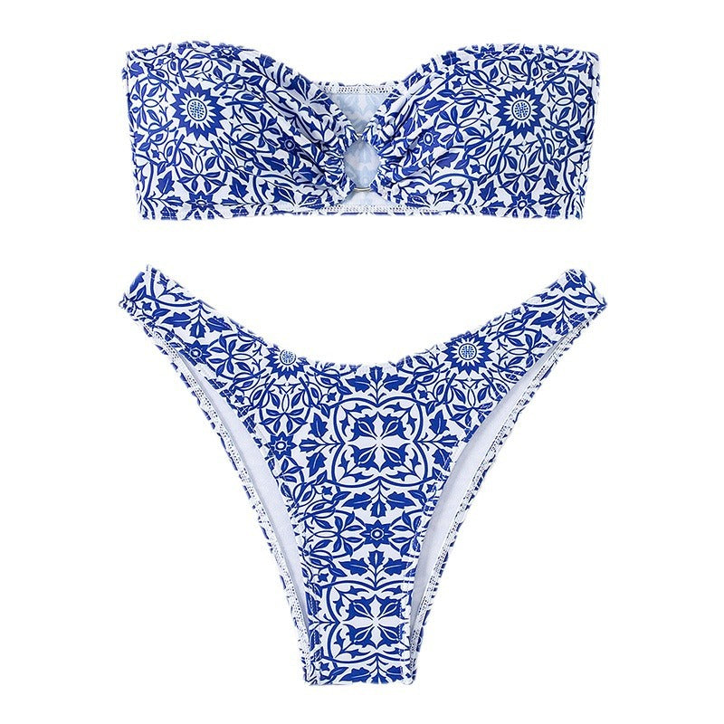 Womens Bikini Floral Print Two-Piece Swimsuit