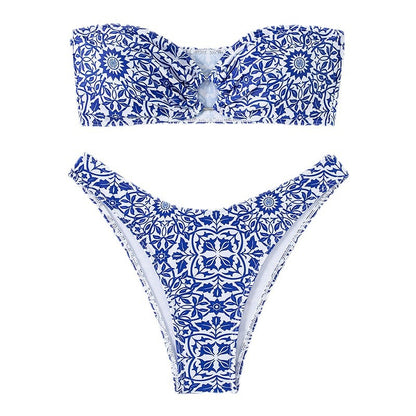 Womens Bikini Floral Print Two-Piece Swimsuit
