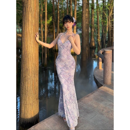 Elegant Purple Mermaid Dress For Women