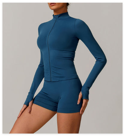 Stand Collar Zipper Yoga Clothes Warm Top Sports Running Jacket