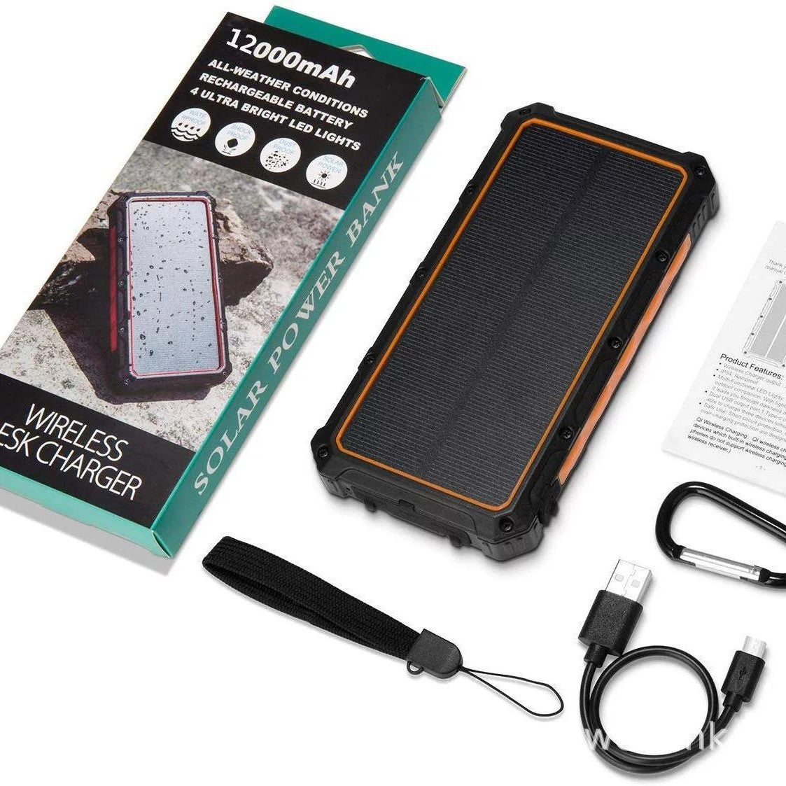 Waterproof Solar-Powered Wireless Power Bank