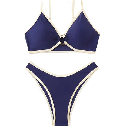 Color-block Halter Sexy Swimsuit Womens Set