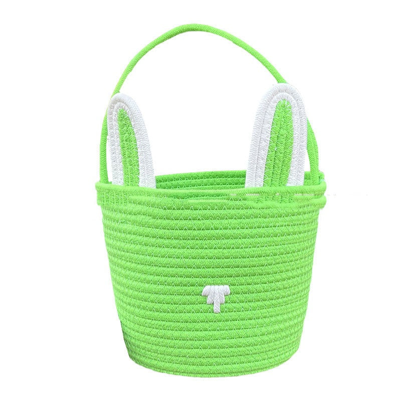 Easter Gift Basket With Hand-woven Rabbit Ears Storage Basket