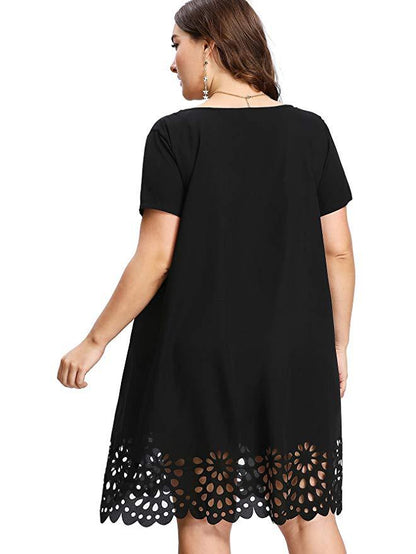 Women's Temperament Hollow Out See-through A-line Dress Beach Shirt