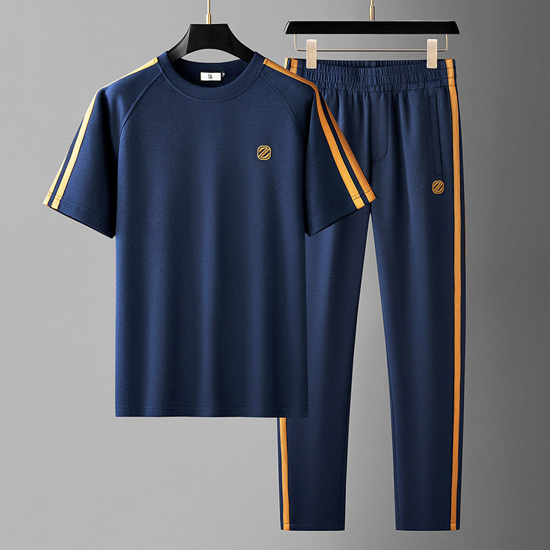 Men's Ice Silk Style Ironing-free Sweat-absorbent Breathable Short Sleeve Suit