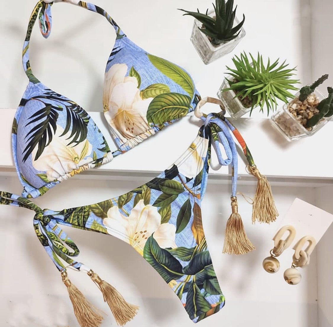 Women's Two-piece Printed Swimsuit Triangle Bikini