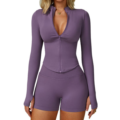Stand Collar Long-sleeve Zipper Yoga Coat Female Quick-drying Exercise Top