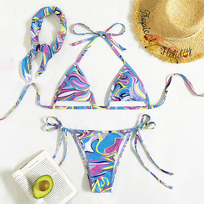 European And American Split Swimsuit Lace Up  Miniature Triangle