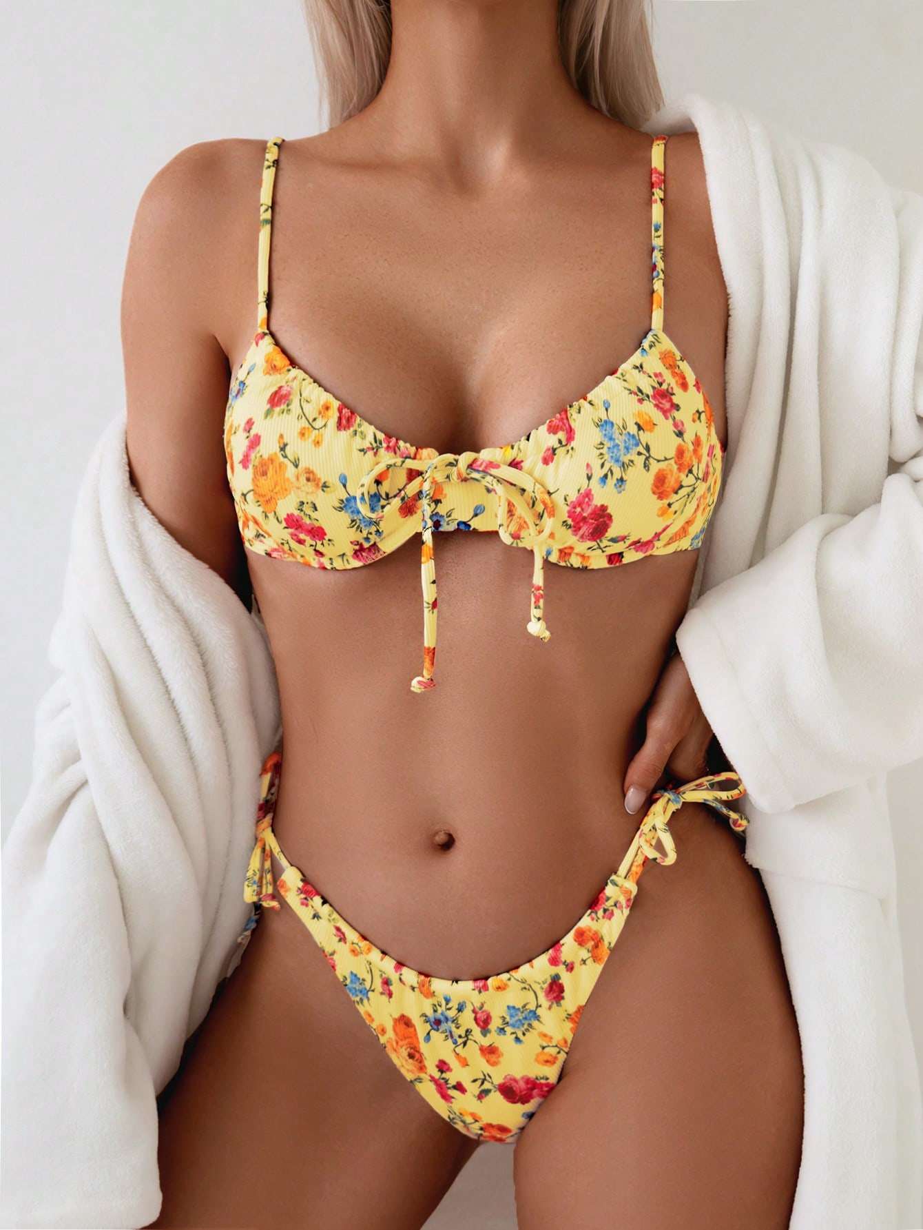 New Floral-print Two-piece Bikini Set