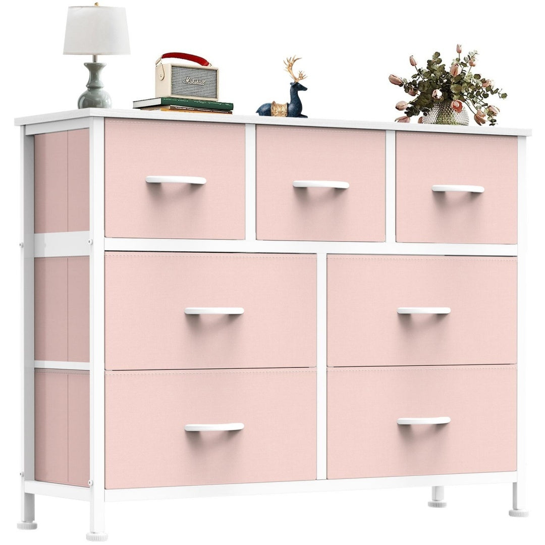 Tall Dresser Fabric Storage Tower ,Wooden Top For Kid Room, Closet, Entryway, Nursery