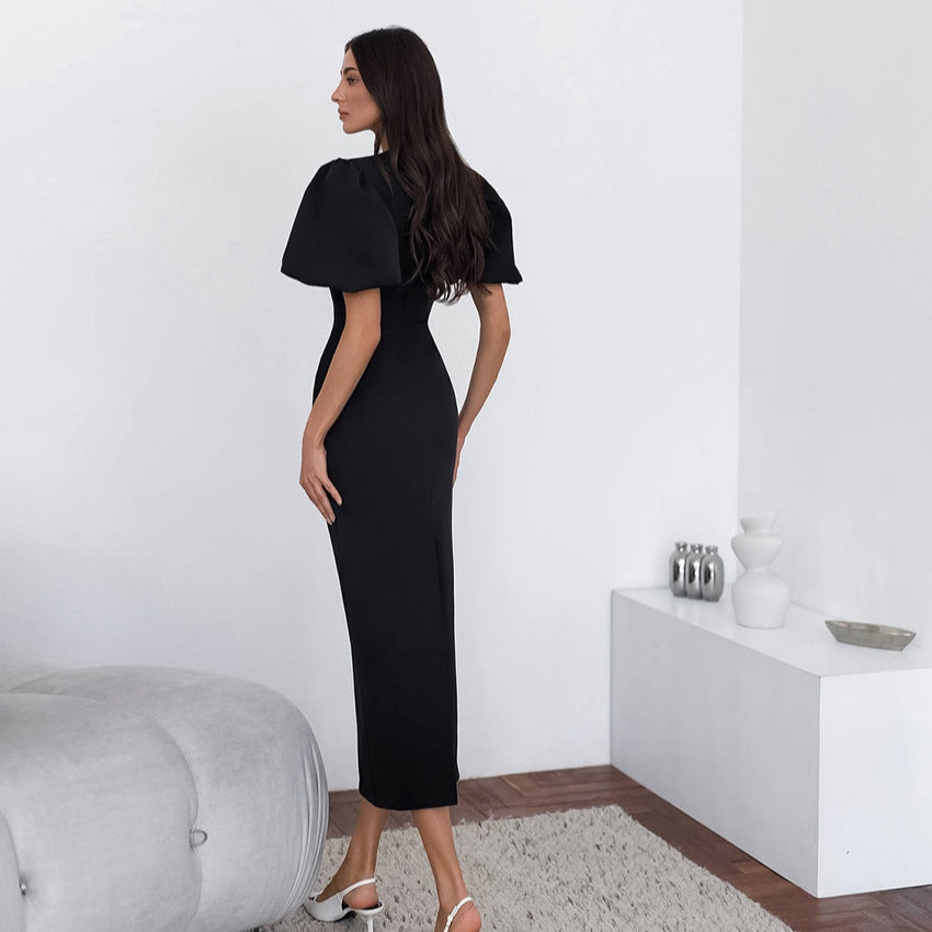 Summer Sexy Puff Sleeve Lace Up Dress For Women