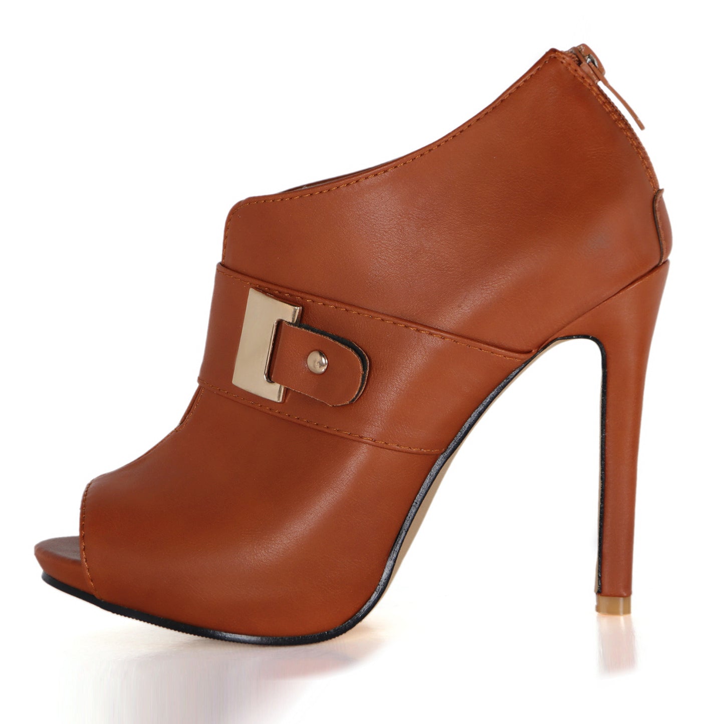 Fish-mouth Peep-toe Metal-buckle Back-zip Stiletto Fashion Sandals