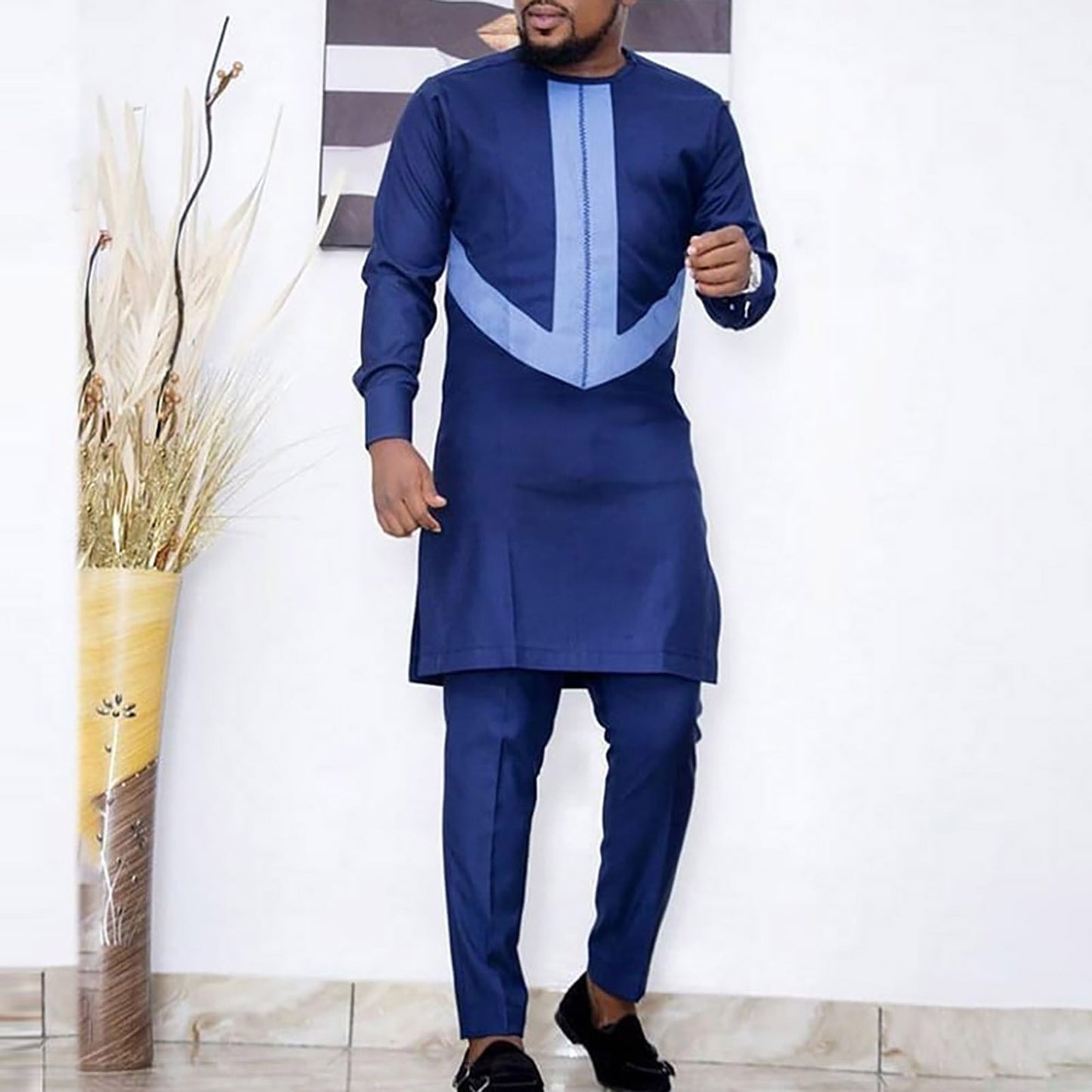 Ethnic Print Leisure Men's Suit