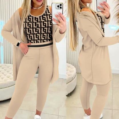 Women's Casual Printing Suit Fashion Stripes Three-piece Suit
