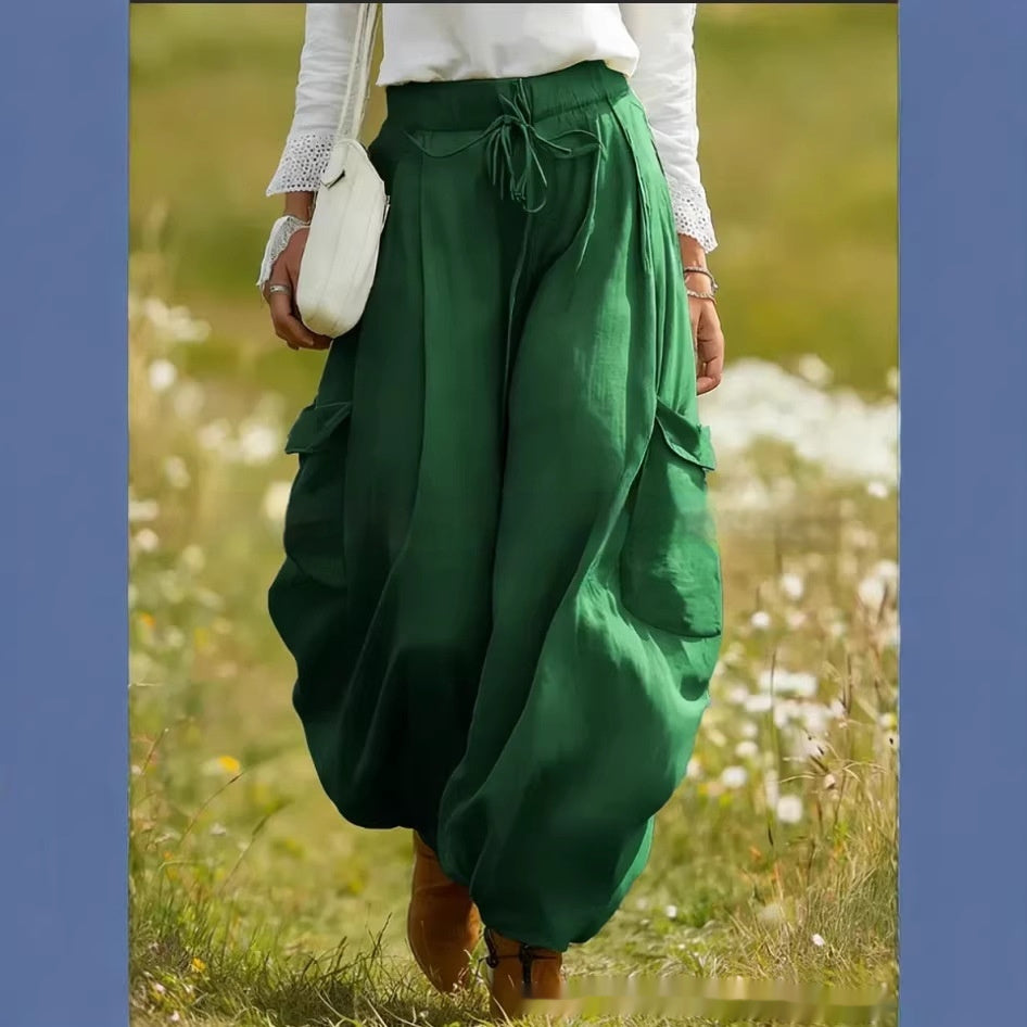 Women's Drawstring Pocket Casual Loose-fitting Trousers