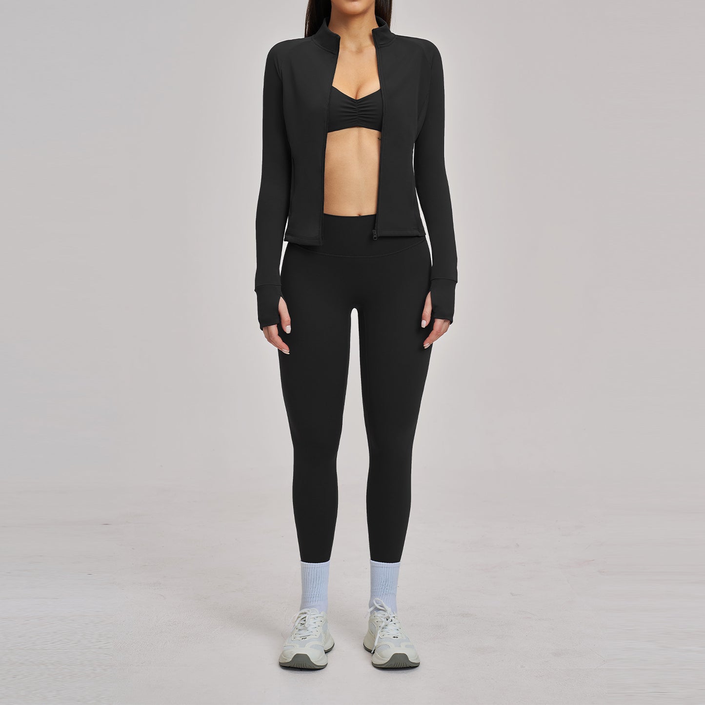 Brushed Zipper Casual Set For Women